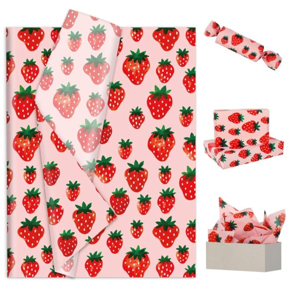 Other - 10 Pk Tissue Paper 14x20 Strawberry Print